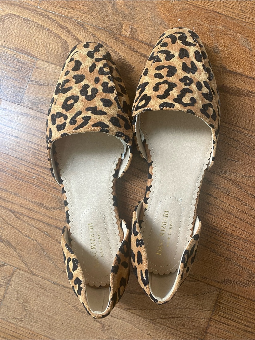 Isaac Mizrahi Leopard Print D'Orsay Flats - Tan & Black - new-